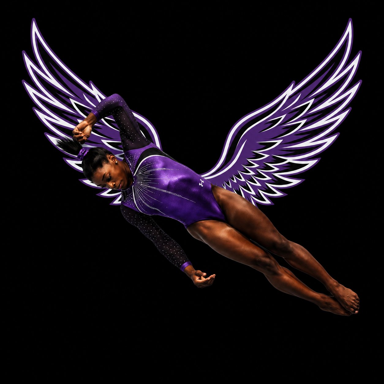 OUA athlete with wings in flight pose